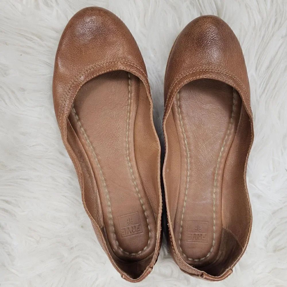 Frye Carson Ballerina Flat, Cognac Leather Women’s Size 6M